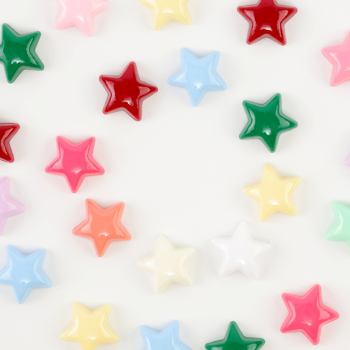 Кабошон «Звездочка», набор 50 шт., размер 1 шт. — 1.5×1.5×0.2 см, цвет МИКС - Фото 1