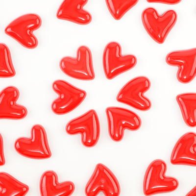 Кабошон «Сердечко», набор 50 шт., размер 1 шт. — 2,6 × 2,6 × 0,3 см, цвет красный