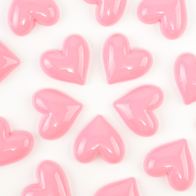 Кабошон «Сердечко», набор 20 шт., размер 1шт. — 3,3 × 3,3 × 0,3 см, цвет розовый