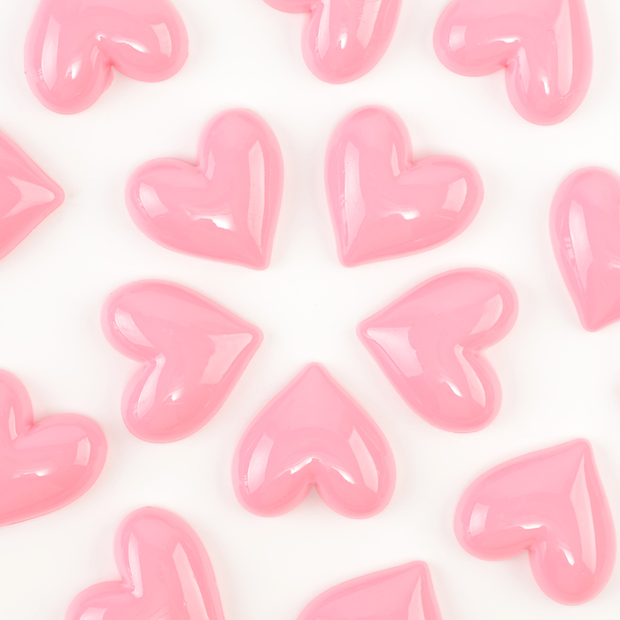 Кабошон «Сердечко», набор 20 шт., размер 1шт. — 3,3 × 3,3 × 0,3 см, цвет розовый - Фото 1