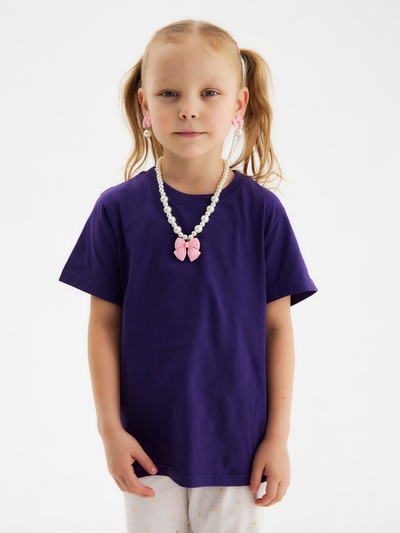 Футболка для девочки однотонная ATA kids, фиолетовая, рост 104 см