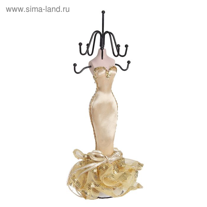 Подставка для украшений "Силуэт девушки в платье", h=27,5 см, цвет золотой - Фото 1