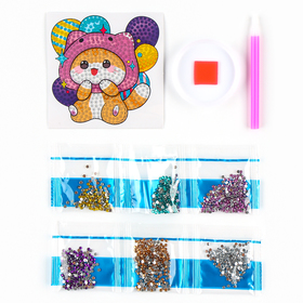 Алмазная мозаика наклейка для детей «Котенок», 9×9 см, набор для творчества