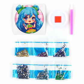 Алмазная мозаика наклейка для детей «Модная девчуля», 9×9 см, набор для творчества