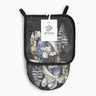 Набор кухонный «Этель. Мгновения зимы варежка 15×28 см, прихватка 19×19 см,100%хл - фото 23576191