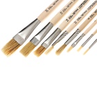 Набор кистей для рисования, щетина, 8 штук: № 3, 6 (круглые), №: 4, 6, 10, 14, 18, 24 (плоские), Calligrata, круглые, плоские, в пакете - Фото 5