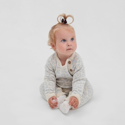 Комбинезон для девочки вязаный «Крошка Я» Leo Baby рост 68-74 см, серый