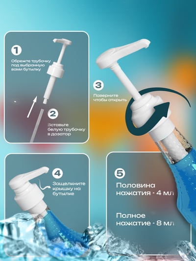 Помпа - дозатор для сиропа, белая, 8 мл