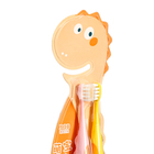 Набор детских зубных щеток динозаврик, розовая и желтая - фото 24682375