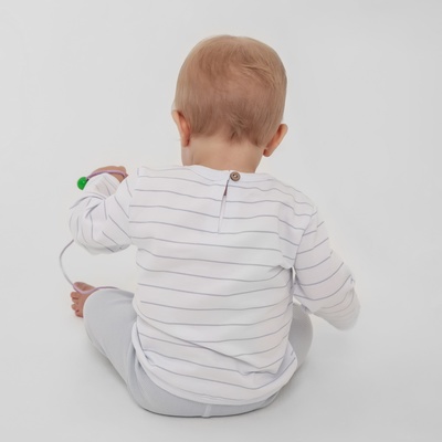 Лонгслив детский MINAKU: Basic Line BABY, рост 62-68 см, белый/светло-серый