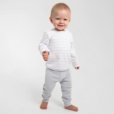 Лонгслив детский MINAKU: Basic Line BABY, рост 62-68 см, белый/светло-серый