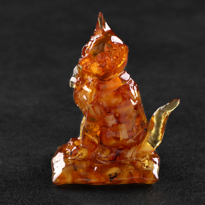 Сувенир "Кот с бантом", янтарь