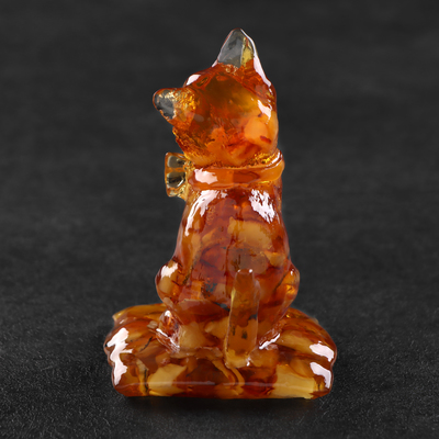 Сувенир "Кот с бантом", янтарь
