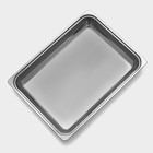 УЦЕНКА Противень из нержавеющей стали, 3.8 л, 39.5×29×5.5 см, цвет хромированный - Фото 2