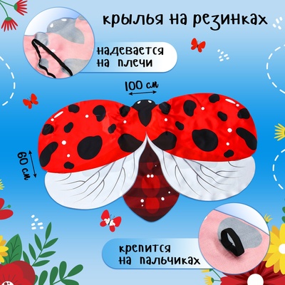 Крылья карнавальные «Милая божья коровка», 60×100 см