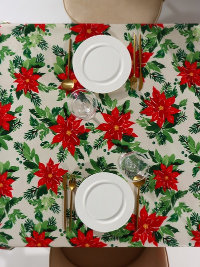 Скатерть новогодняя «Доляна» Christmas flowers, размер 145×300 см