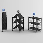 Стеллаж складной на колесах, 4 полки, 72×34×122см, цвет чёрный матовый - Фото 2