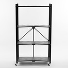 Стеллаж складной на колесах, 4 полки, 72×34×122см, цвет чёрный матовый - Фото 9