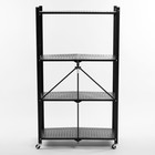 Стеллаж складной на колесах, 4 полки, 72×34×122см, цвет чёрный матовый - Фото 11