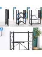 Стеллаж складной на колесах, 5 полок, 72×36×162.5 см, чёрный матовый - Фото 18