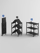 Стеллаж складной на колесах, 5 полок, 72×36×162.5 см, чёрный матовый - Фото 2