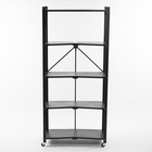 Стеллаж складной на колесах, 5 полок, 72×36×162.5 см, чёрный матовый - Фото 8