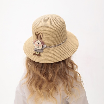 Шляпа для девочки MINAKU «Зайка», размер 52, бежевая