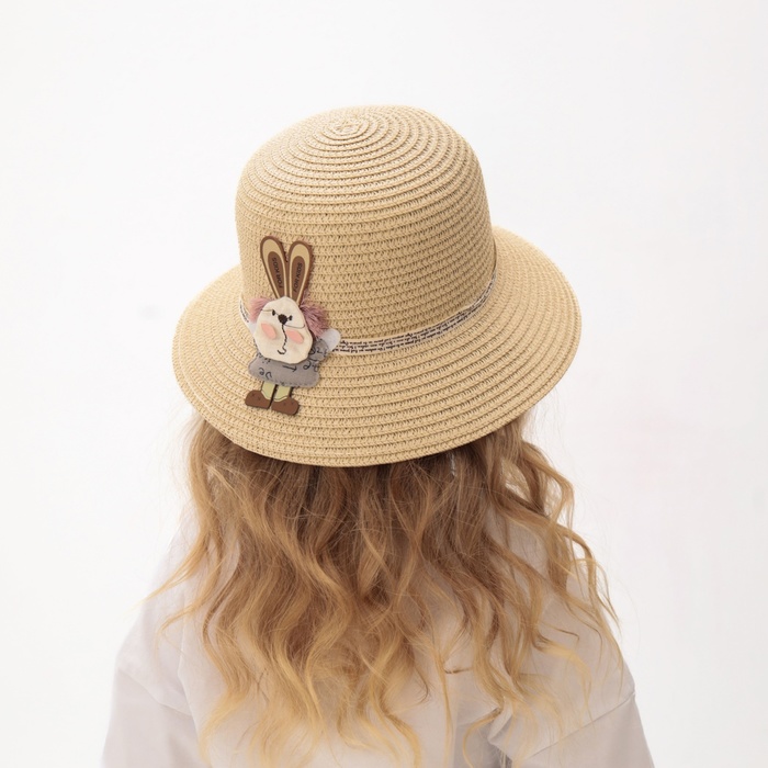 Шляпа для девочки MINAKU «Зайка», размер 52, бежевая - Фото 1
