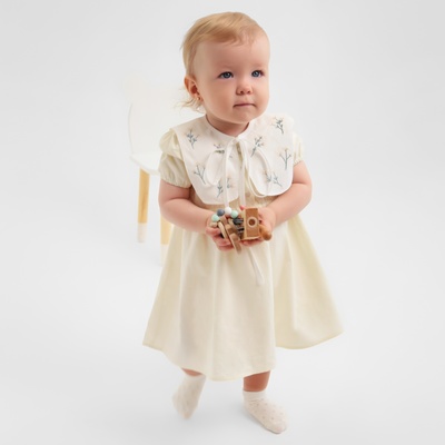 Платье для девочки MINAKU: Cotton collection BABY, рост 74-80 см, айвори