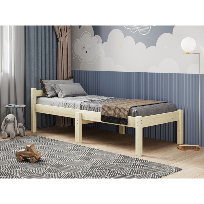 Односпальная кровать «Сандвик», 70×190 см, массив сосны, без покрытия - Фото 1