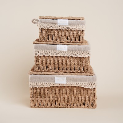 Корзины для хранения SL Home, плетёные, ручной работы, 3 шт.: от 18×12×8 см до 26×20×12 см