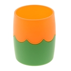 Подставка-стакан для канцелярии, Стамм, школьная, двухцветная, зелено-оранжевая - фото 5855209