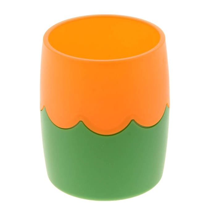 Подставка-стакан для пишущих принадлежностей Стамм, школьная, двухцветная, зелено-оранжевая