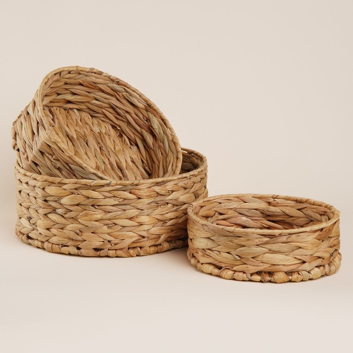 

Корзины для хранения SL Home, плетёные, ручной работы, 3 шт: 21×21×7 см, 25×25×10 см, 29×29×11 см