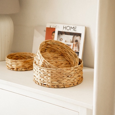 Корзины для хранения SL Home, плетёные, ручной работы, 3 шт.: 21×21×7 см, 25×25×10 см, 29×29×11 см