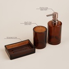 Аксессуары для ванной SL Home, 3 предмета, дозатор, мыльница, стакан, коричневый - Фото 3