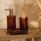 Аксессуары для ванной SL Home, 3 предмета, дозатор, мыльница, стакан, коричневый - Фото 2