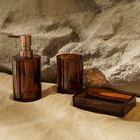 Аксессуары для ванной SL Home, 3 предмета, дозатор, мыльница, стакан, коричневый - Фото 6