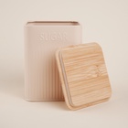 Банка для сахара «Сан-Лоренцо», 10×13 см, с бамбуковой крышкой, сталь, розовая - Фото 3