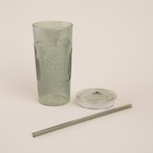 Стакан SL Home «Идиллия», 650 мл, 8.5×24 см, стекло, с трубочкой, зелёный - Фото 2