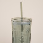 Стакан SL Home «Идиллия», 650 мл, 8.5×24 см, стекло, с трубочкой, зелёный - Фото 3