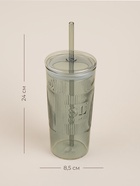 Стакан SL Home «Идиллия», 650 мл, 8.5×24 см, стекло, с трубочкой, зелёный - Фото 4