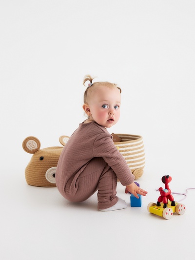 Корзина для игрушек SL Home «Медведь», плетёная, ручной работы, 25×26×41 см, коричневая