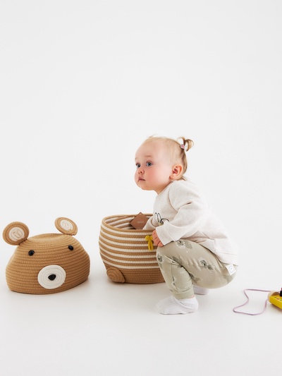 Корзина для игрушек SL Home «Медведь», плетёная, ручной работы, 25×26×41 см, коричневая