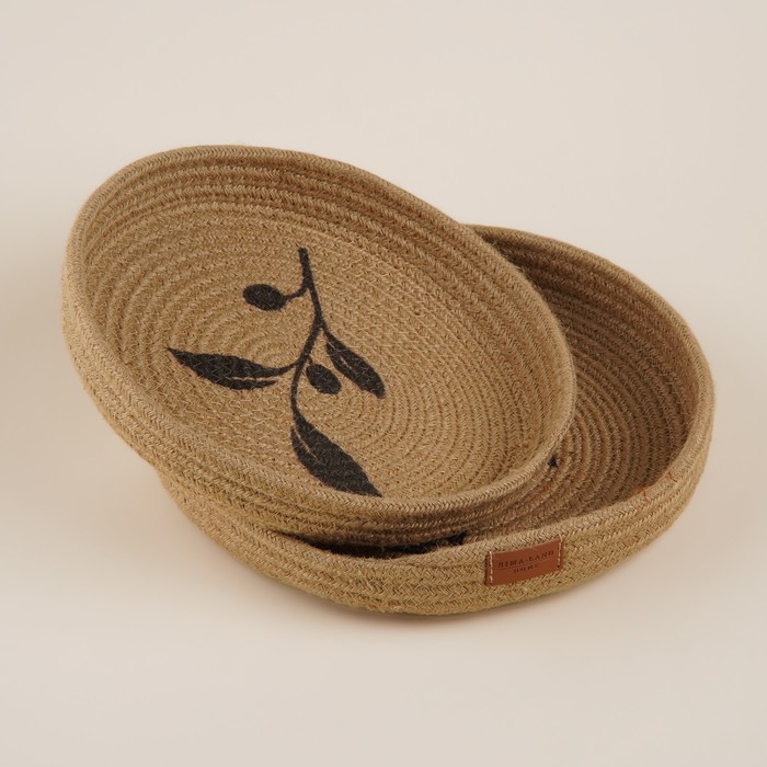 Корзины для хранения SL Home «Олива», плетёные, ручной работы, 2 шт., 25×25×3 см, 30×30×4 см, коричневые - Фото 1