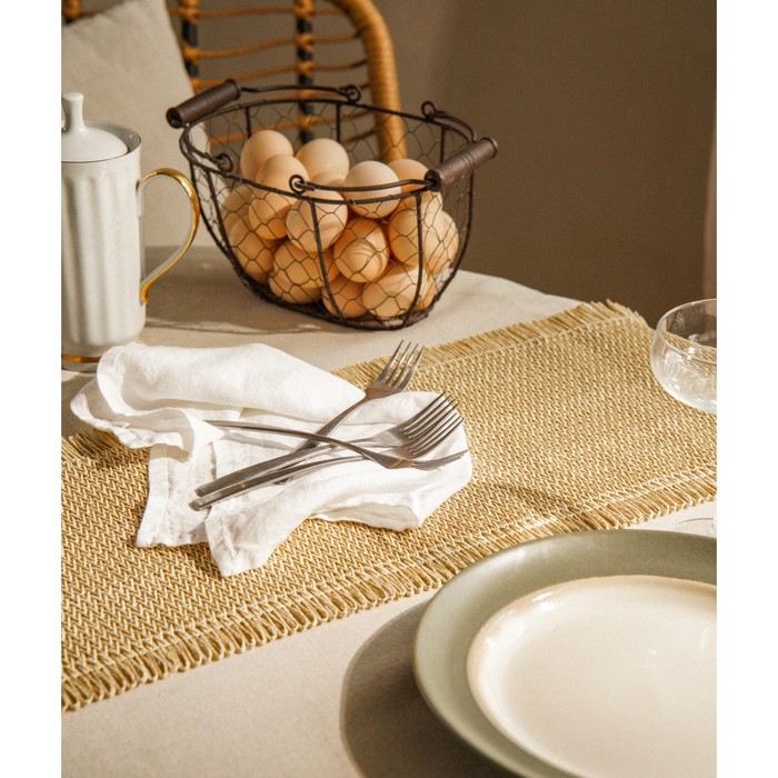 Дорожка на стол SL Home, 30×120 см, бежевая - Фото 1