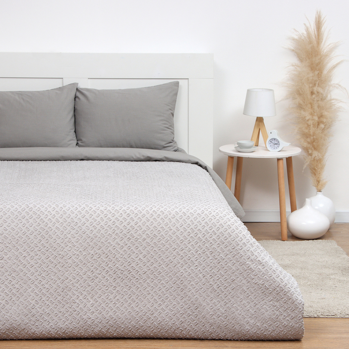 Покрывало LoveLife Tufting: Квадрат цв.серый,  240*230±5см, микрофайбер, 100% п/э - Фото 1