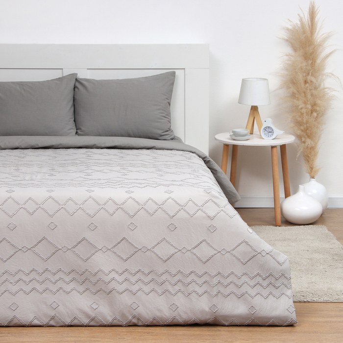 Покрывало евро LoveLife Tufting: Орнамент, 200×230±5 см, микрофайбер, серое - Фото 1