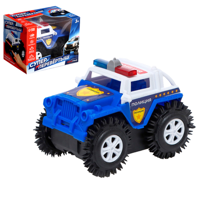 УЦЕНКА Джип-перевёртыш «Полиция», работает от батареек, синий
