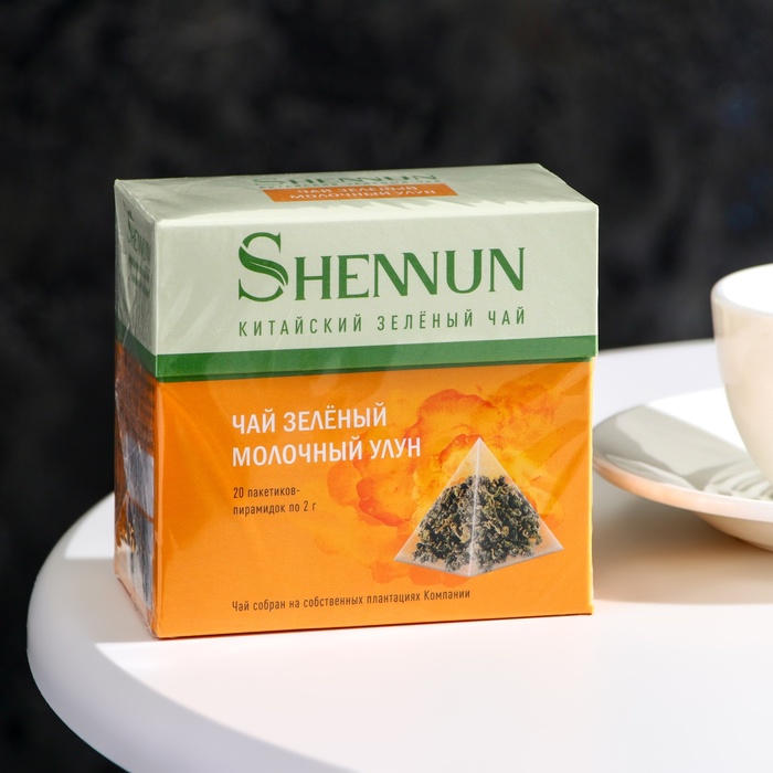 

Китайский среднелистовой зелёный чай Shennun с ароматизатором "молоко", 20 шт*2 г